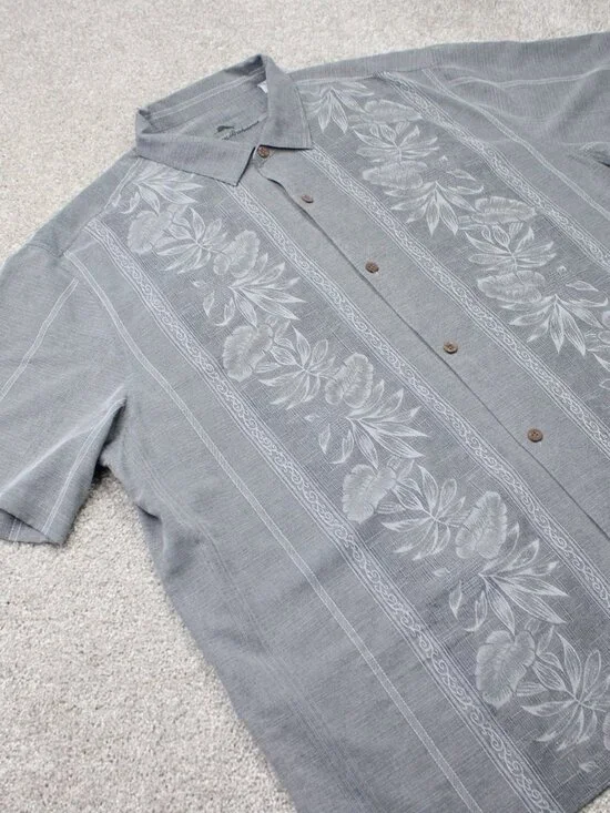 Tommy Bahama Shirt Mens 3XL XXXL Black Floral 100% Silk Short Sleeve Button Up - Picture 5 of 12